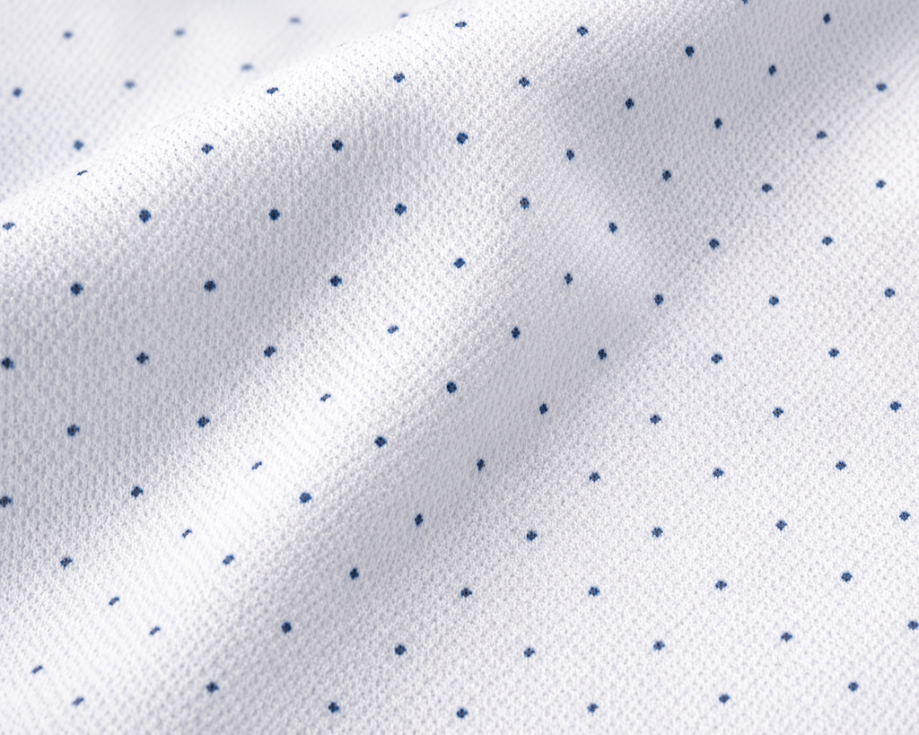 Bubs + Birdie Signature Performance Polo – White/Navy Micro-Dot